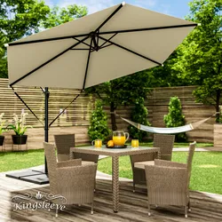 Kingsleeve Sonnenschirm Ampelschirm Alu Ø 300 cm UV Schutz 30+ neigbar Kurbel wasserabweisend creme