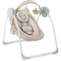 MOMI Babywippe LISS für Babys bis 9 kg, faltbar, Batterie- oder Netzbetrieb, Netzteil mit USB-Kabel, 5-Punkt-Sicherheitsgurt, Bügel und 6 Melodien, Timer, 5 Schaukelgeschwindigkeit