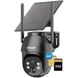 ieGeek Überwachungskamera 4G LTE Überwachungskamera Aussen Akku mit SIM Karte (Außenbereich, Aussen, Wald, Farm, Campingbus, Straße, für abgelegene Standorte wie Bauernhöfe, Hütten, Baustellen oder Wohnmobile., mit 32GB Kartenspeicher 2K Kabellos Solar PTZ IP Kamera Outdoor, 1-tlg., Ohne WLAN Farb-Nachtsicht 336°/90° Schwenkbar, PIR Erkennung 2-Wege-Audio IP66 Wasserdicht 4-fachem Digitalzoom)