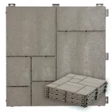 e-floor Terrassenfliesen Klicksystem aus Recycling-Material 30 x 30 cm 6 Stück – Balkon Bodenbelag Wetterfest – Klickfliesen Terrasse mit Drainagesystem – Balkonfliesen Steinoptik - 6 Stück = 0,55m2