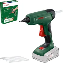Bosch Akku-Klebepistole AdvancedGlue 18V (ohne Akku; 18V System; 4x Klebestifte; Dual-Temp-Modus 130°C - 200°C; Karton) – Bosch