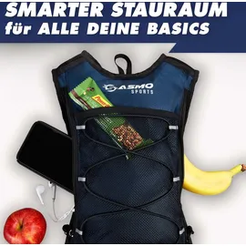 SASMO Sports SASMO® Laufrucksack 6L (Blau) mit Thermofach | Lauf Rucksack - Ultraleicht 300g | Laufrucksack Damen & Herren | Running Backpack inklusive Regenschutz - Blau