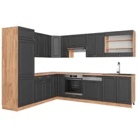 Vicco Winkelküche Fame-Line L-Form 227 x 287 cm Anthrazit