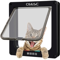 CEESC Katzenklappe Magnetische Haustiertür mit 4-Wege-Schloss für Katzen, Kätzchen und Kätzchen, 3 Größen und 2 Farboptionen (Innengröße: 15,7cm(B) x 16cm(H), Schwarz)