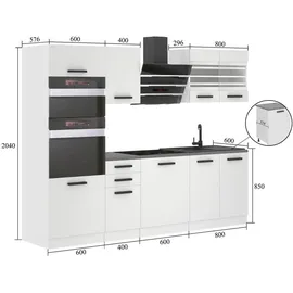 Belini Küchenzeile Tracy 240 x 60 cm silber