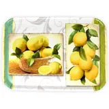 Lashuma Großes Gartentablett Melamin, Format: 38x26 cm, Robustes Frühstückstablett, Tablett Design: Zitrusbaum