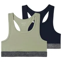 NAME IT Mädchen Nkfshort Top 2p Noos Bustier, Seagrass, 116 EU - 116