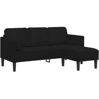 vidaXL Sofa 3-Sitzer mit Chaiselongue L-Form Schwarz 160 cm Samt