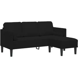 vidaXL Sofa 3-Sitzer mit Chaiselongue L-Form Schwarz 160 cm Samt