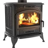 Gußeisen Kaminofen K6 Automatikregulierung Ø 130 8 kW - Schwarz