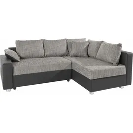 Collection AB "Parma L-Form, B: 224 cm", schwarz (schwarz, grau), B:224cm H:84cm T:161cm, Kunstleder SOFTLUX / Struktur (80% Polyester; 20% Polyacryl);Microfaser PRIMABELLE (100% Polyester);Zierkissen: Jeweils analog des Korpusbezugs (Wendekissen,