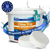 Azuro Chlortabletten Poolpflege Chlortabs 200g langsamlöslich, Chlor Langzeittabletten, (1kg, 3kg, 5kg, Hergestellt in Europa), zur dauerhaften Chlorung von Pool und Schwimmbad), Hochwirksam gegen Bakterien und Pilze 5 kg