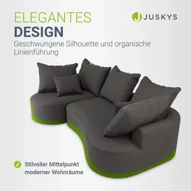 Juskys Sofa Tirano - Ecksofa L-Form, inkl. Kissen, 4-Sitzer Eckcouch, Samt Dunkelgrau &