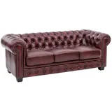 Woodkings Couch Leder 3-Sitzer Antik Rot
