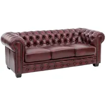 Woodkings Couch Leder 3-Sitzer Antik Rot