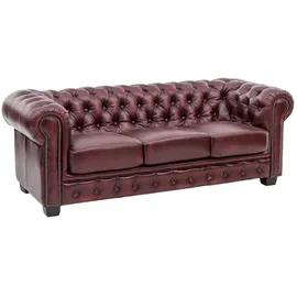 Woodkings Couch Leder 3-Sitzer Antik Rot