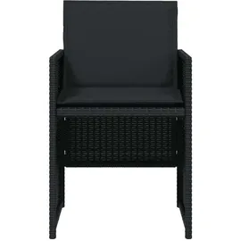 vidaXL 5-tlg. Garten-Essgruppe mit Kissen Schwarz Poly Rattan
