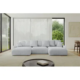 altdecor Ecksofa Cord 6-Sitzer Grau