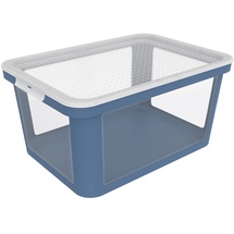 Rotho Albris Aufbewahrungsbox 45l mit Deckel, Kunststoff (PP recycelt), blau/transparent, 45l (57.0 x 39.2 x 27.0 cm)
