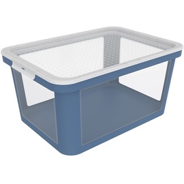 Rotho Albris Aufbewahrungsbox 45l mit Deckel, Kunststoff (PP recycelt), blau/transparent, 45l (57.0 x 39.2 x 27.0 cm)
