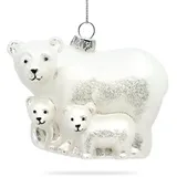 SIKORA Eisbär Familie Christbaumschmuck Glas Figur Weihnachtsbaum Anhänger