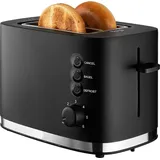 Toaster 2 scheiben aus Edelstahl, Schwarz, 1,5Zoll Langschlitz, Auftauen, Aufwärm, 6 Broteinstellungen, Abnehmbar, für Brot, Bagel, Frühstück - Schwarz