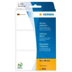 HERMA Adressetiketten für Schreibmaschinen 95x48 mm, 250 Etiketten, endlos leporello-gefalzt, weiß Papier matt