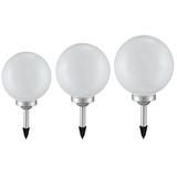 ETC Shop 3er Set LED Solar Leuchten Kugeln Außen Beleuchtungen Lampen Weiß Strahler Lichter