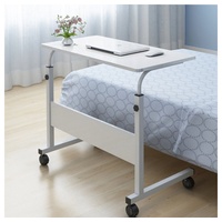 PFCTART Beistelltisch 80 cm Betttisch Beistelltisch pflegetisch (Laptop Ständer Tisch für krankenbett Büro Schlafzimmer), Laptoptisch Höhenverstellbar mit Rollen weiß