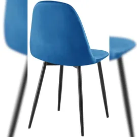 CLP 4er Set Esszimmerstühle Napier blau Samt