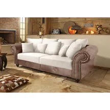 Home Affaire "King George Mega Sofa, viel Platz, Federkern", braun (braun, sand), B:242cm T:103cm, Korpus aus Luxus-Microfaser in Vintage-Optik (100% Polyester), Sitzfläche aus Chenillebezug (70% Polyacryl 30% Polyester), Kissen in Druckstoff (100%