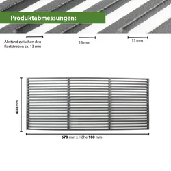 Baumarktplus Grillrost 67x40cm rechteckig emailliert Rost Grillgitter Gusseisen Grillplatte