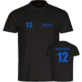 multifanshop Kinder T-Shirt - Rostock - Trikot Nummer 12 - Druck blau - Kind