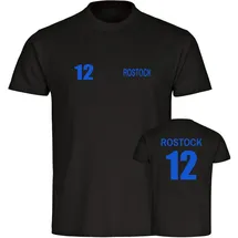 multifanshop Kinder T-Shirt - Rostock - Trikot Nummer 12 - Druck blau - Kind