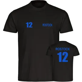 multifanshop Kinder T-Shirt - Rostock - Trikot Nummer 12 - Druck blau - Kind