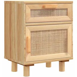 vidaXL Nachttische 2 Stk. Braun Massivholz Kiefer und Natur-Rattan