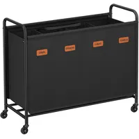 Songmics Wäschekorb mit Rollenund 3 Fächern tintenschwarz