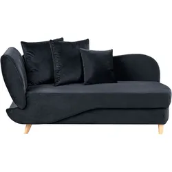 Chaiselongue Samtstoff schwarz mit Bettkasten linksseitig MERI II