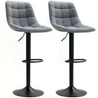 Homcom Barhocker 2er-Set, Gepolstert Barstuhl mit Lehne, Stahlgestell, Chenille-Optik,