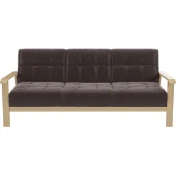3-Sitzer SIT & MORE "Billund", braun, B:199cm H:88cm T:106cm, 100% Polyester, Sofas, Armlehnen aus Buchenholz in natur, verschiedene Bezüge und Farben