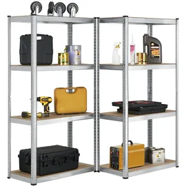 Juskys Lagerregal 8 Böden Metall 160 x 80 x 40 cm Silber