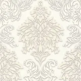 Profhome - Barock Tapete 368982 Vliestapete Leicht Strukturiert Mit Ornamenten Glitzernd Weiß Silber Beige 5,33 m2