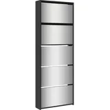 vidaXL Schuhschrank 63 x 169,5 x 17 cm mit Spiegel / schwarz