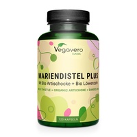 Mariendistel + BIO Artischocke + BIO Löwenzahn | 80% Silymarin | HOCHDOSIERT | 120 Kapseln | Vegan & Ohne Zusätze | Deutsche Produktion von Vegavero®