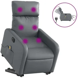 vidaXL Massagesessel mit Aufstehhilfe Kunstleder 89,5 x 95,5 x 0 cm Grau elektrisch