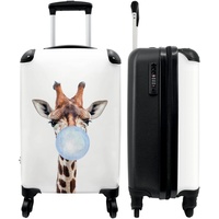 NoBoringSuitcases.com® Kindertrolley Jungen Handgepäck Mini Koffer Suitcase Geschenk - Giraffe - Kaugummi - Blau - 55x35x20cm