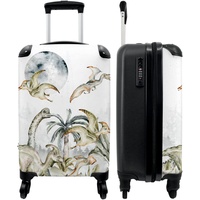 NoBoringSuitcases.com® Kinder Reisekoffer Jungen Handgepäck Koffer Rollkoffer Reisekoffe Geschenk - Dino - Dschungel - Mond - 55x35x20cm