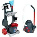 Theo Klein 6847 Vileda Staubsauger mit Putzwagen 7-teiliges Reinigungsset mit realistischem Staubsauger-Sound Spielzeug für Kinder ab 2 Jahren