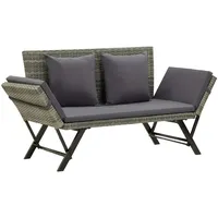 VidaXL Gartenbank mit Kissen Grau 176 cm Poly Rattan