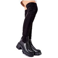 Krokodil-Lederstiefel Maciejka Schwarz 05260-01 38 - Schwarz - 38